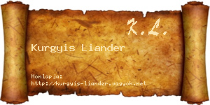 Kurgyis Liander névjegykártya